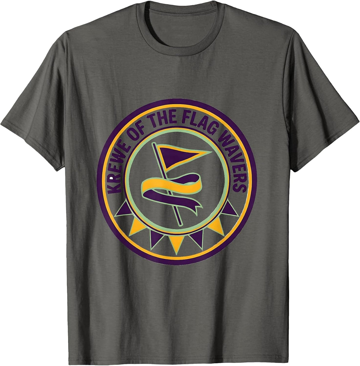 Men's Krewe Of The Flag Wavers Mardi Gras Carnival Party Humor T-Shirt - Asphalt Grey