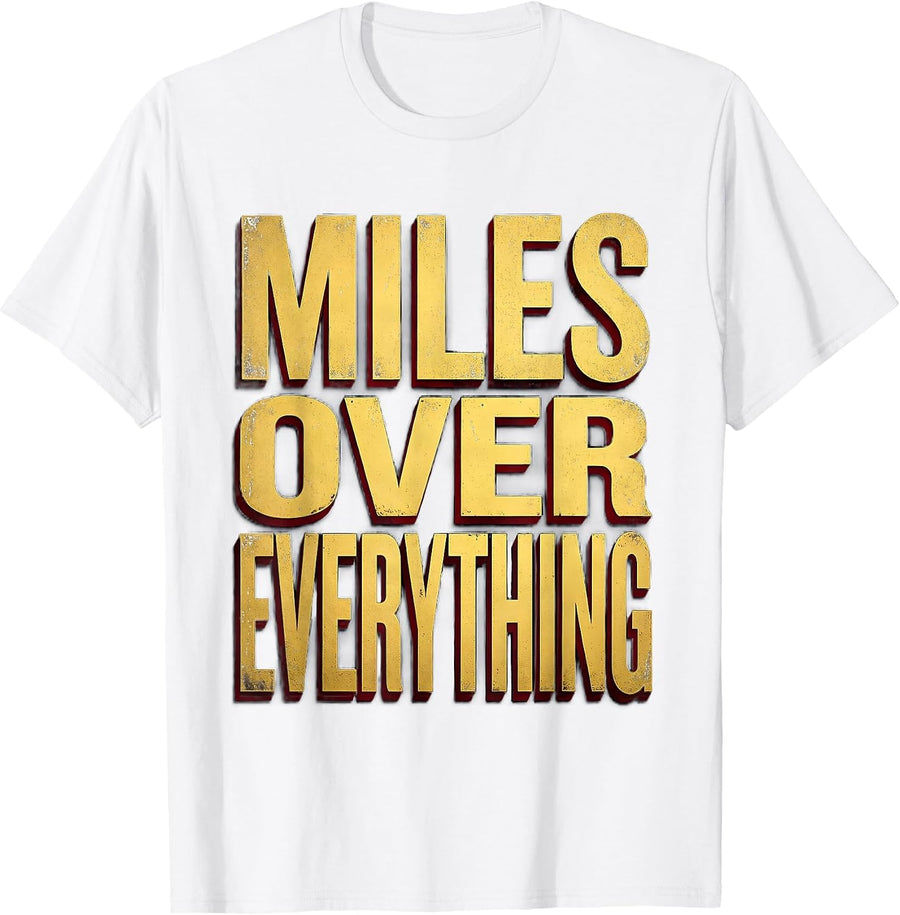 Men's Miles Over Everything Biker Graphic Design T-Shirt - White