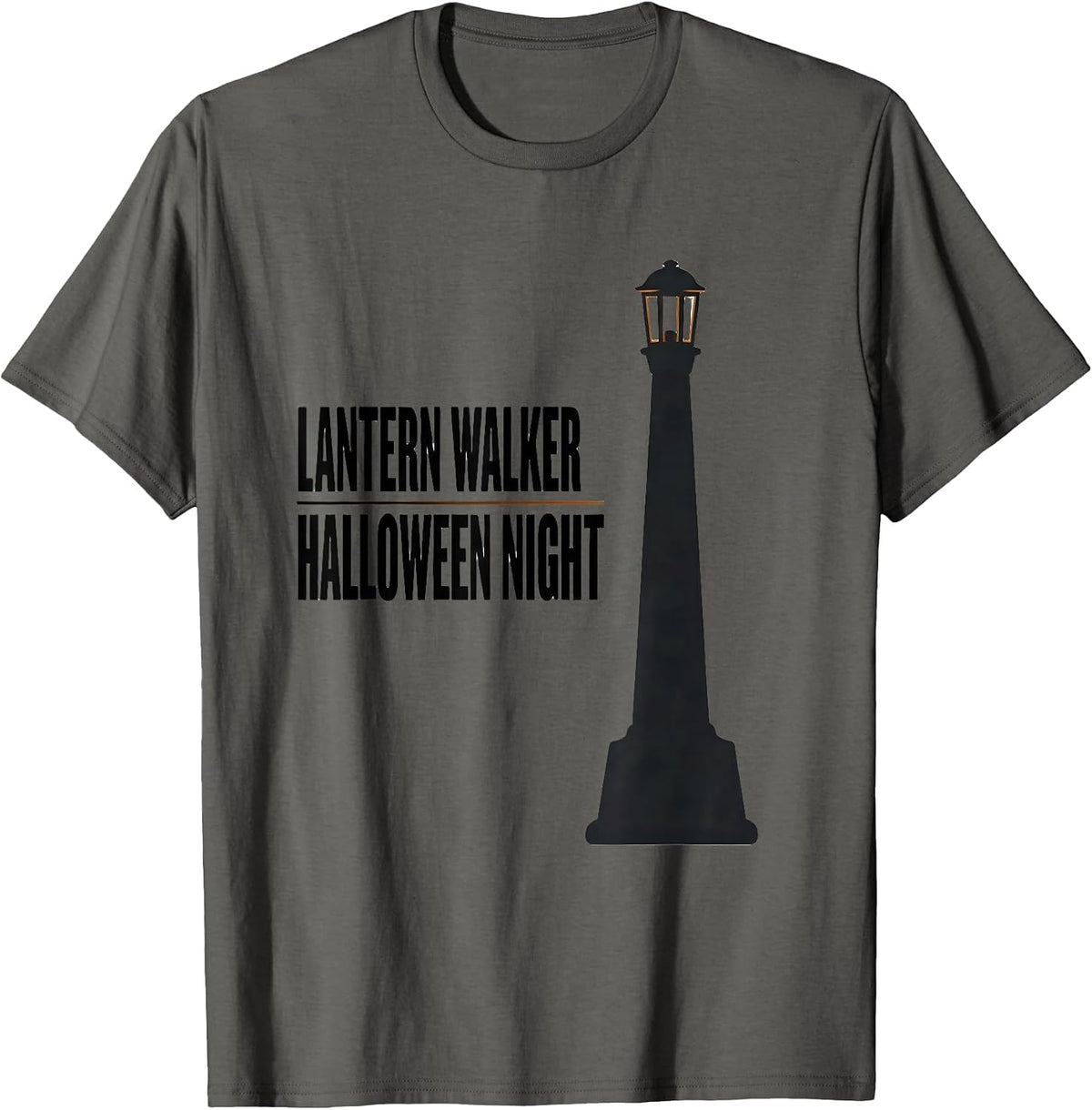 Men's Lantern Walker Halloween Night Faith Over Fear Christian T-Shirt - Asphalt Grey