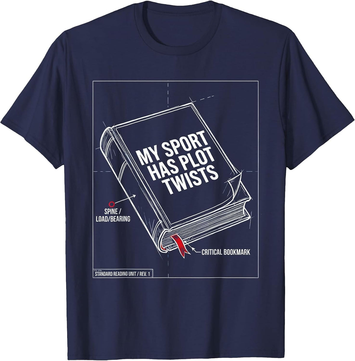 Men's My Sport Has Plot Twists Reading Design T-Shirt - Navy Blue