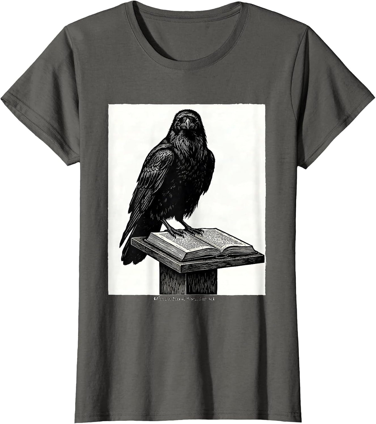 Women's Offered A Second Word Declined Gothic Edgar Allan Poe Raven T-Shirt - Asphalt Grey