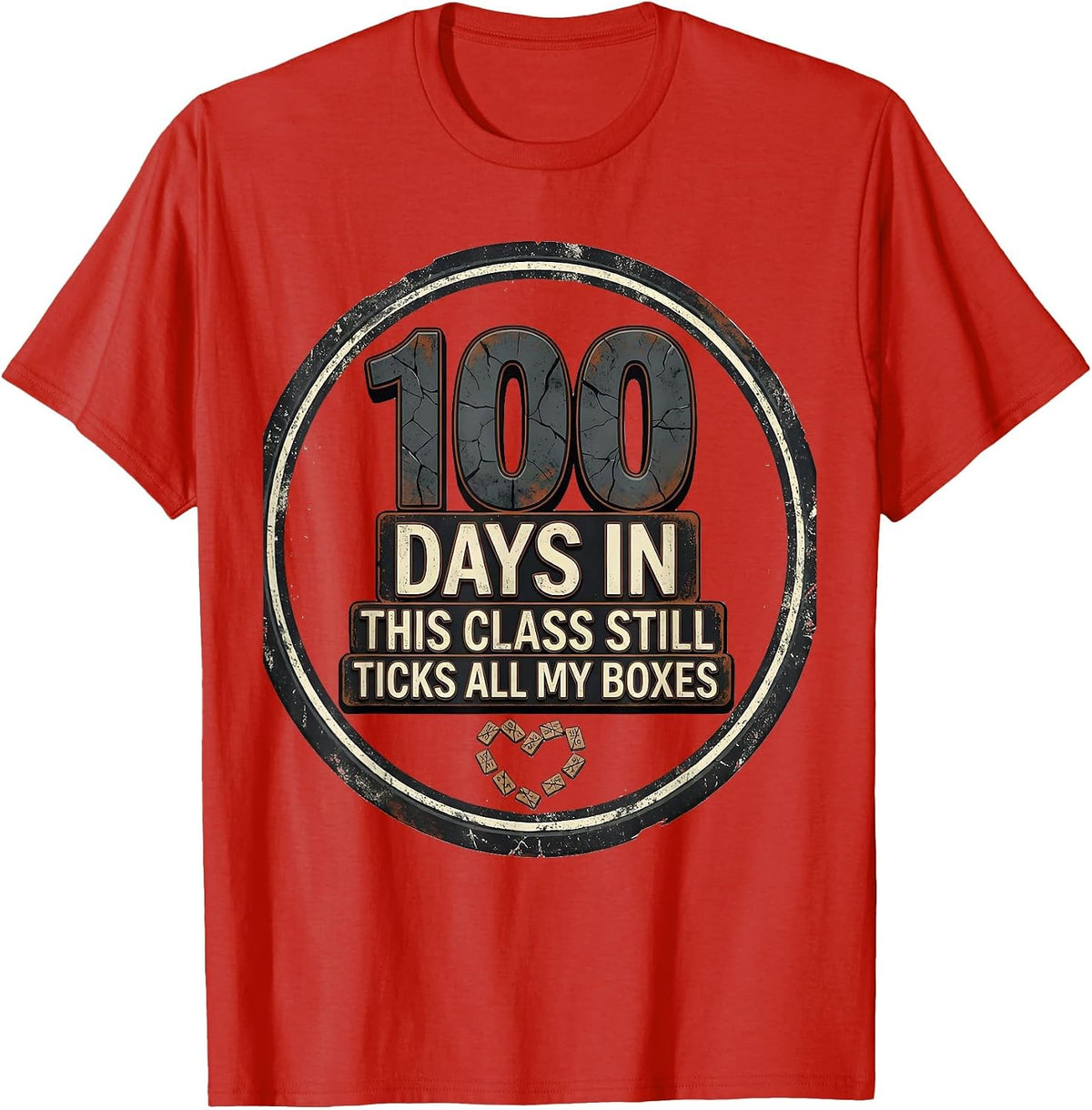 Men's 100 Days In, This Class Still Ticks All My Boxes Teacher T-Shirt - Red