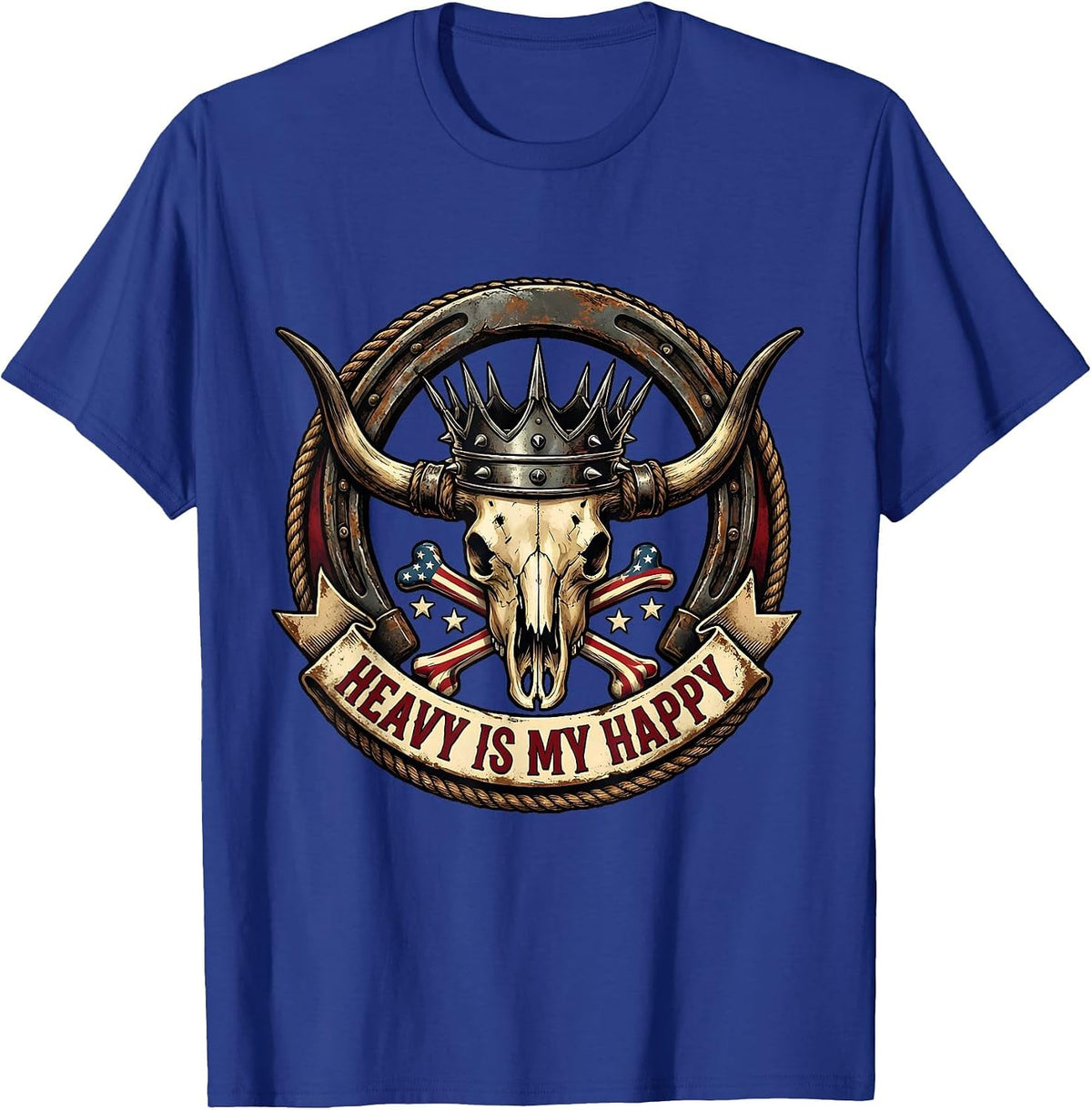 Men's Heavy Is My Happy Heavy Metal Music Design T-Shirt - Royal Blue
