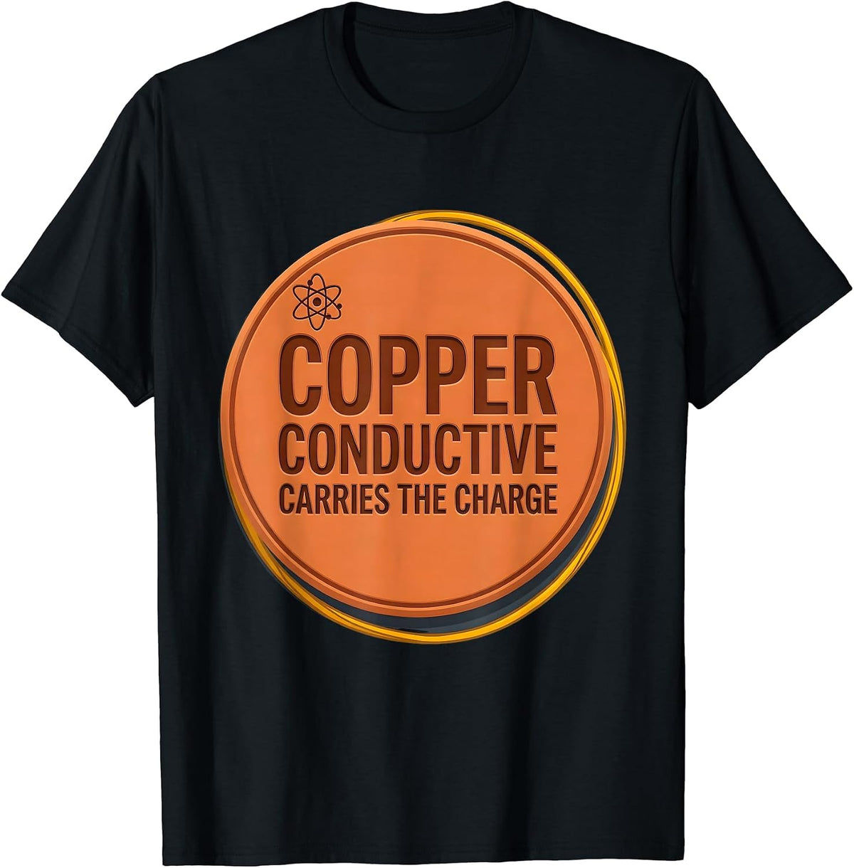 Men's Copper Conductive Carries The Charge Funny Science Chemistry T-Shirt - Black