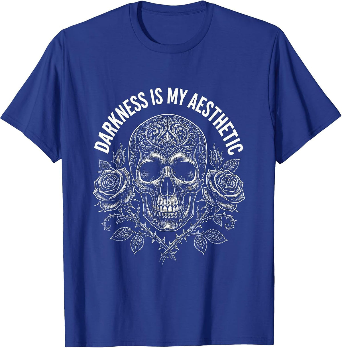Darkness Is My Aesthetic Goth Design T-Shirt - Royal Blue
