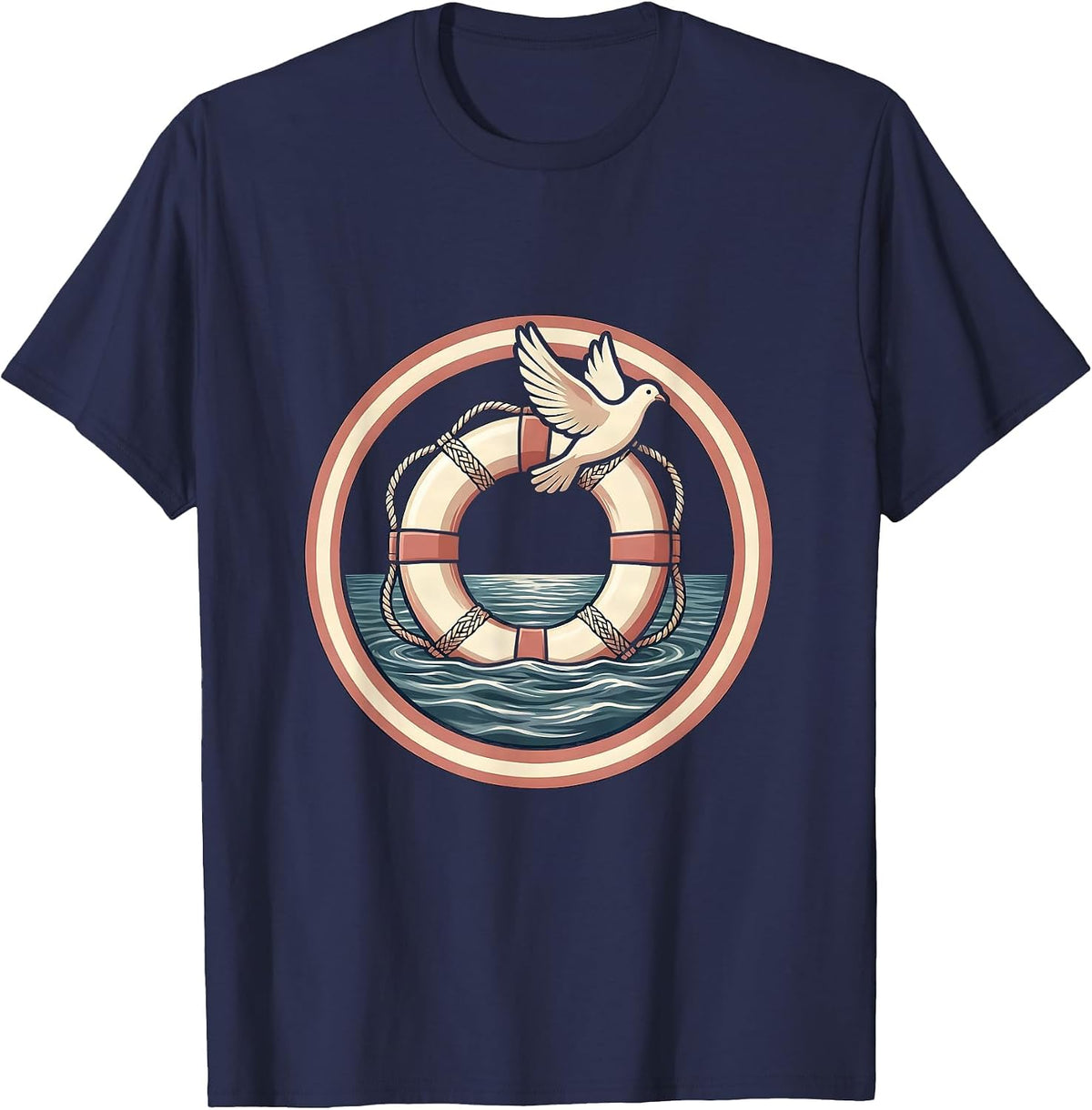 Social Worker Life Preserver Graphic Tee T-Shirt - Navy Blue