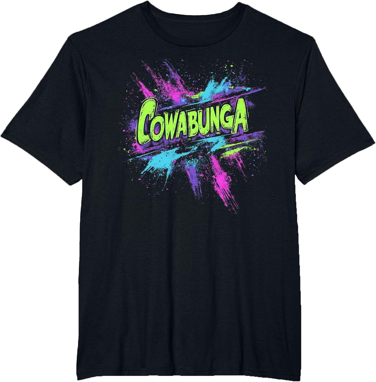 Cowabunga Retro 80s 90s Nostalgia Slang Grunge Art T-Shirt - Black