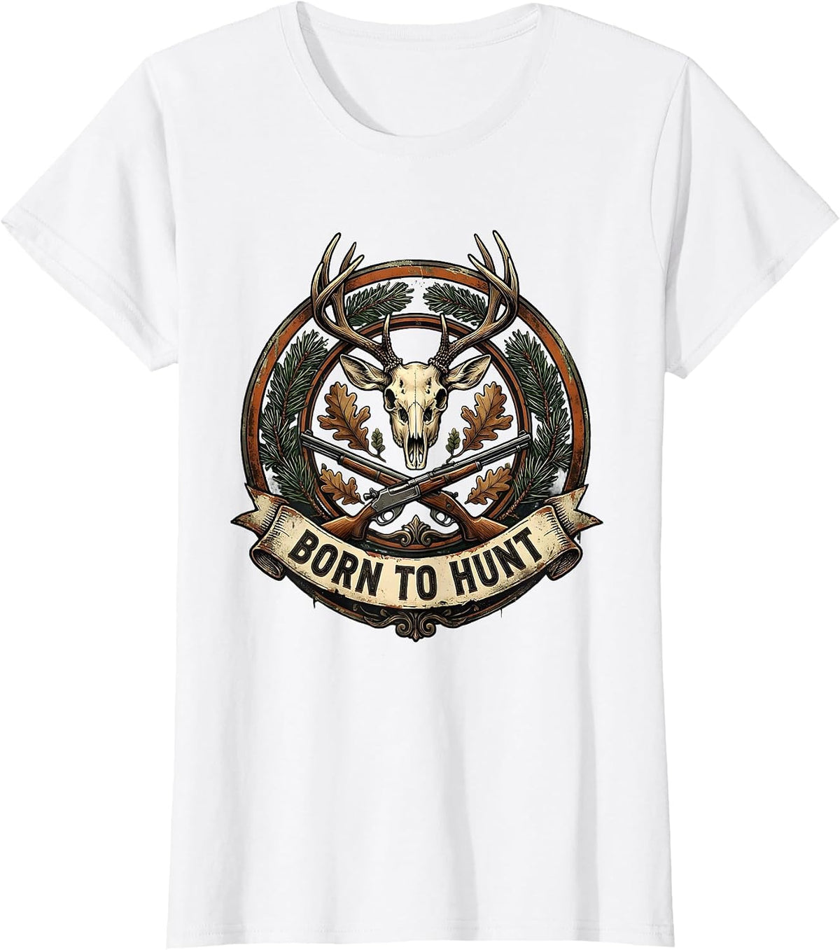 Born to Hunt Camo Hunting Design T-Shirt - White