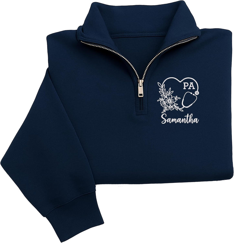 Chillever Personalized Embroidered Physician Assistant Quarter Zip Sweatshirt – Custom PA Gift for Student, Graduation