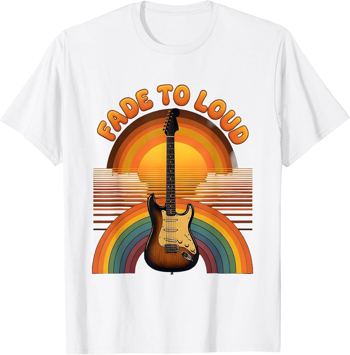 Men's Fade to Loud 80s Rock Band Graphic Design T-Shirt - White