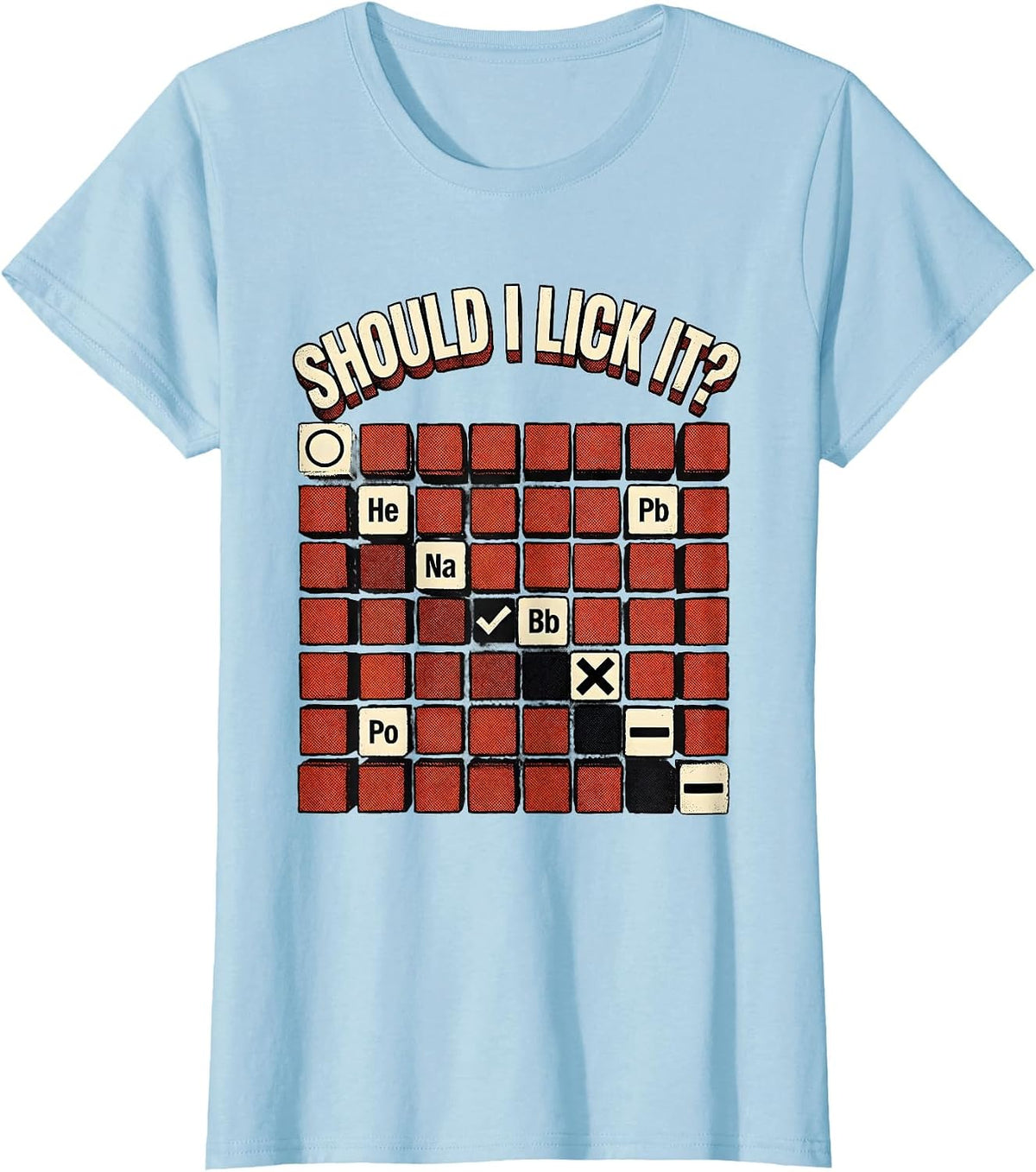 Women's Should I Lick It Funny Periodic Table Science Teacher Humor T-Shirt - Baby Blue