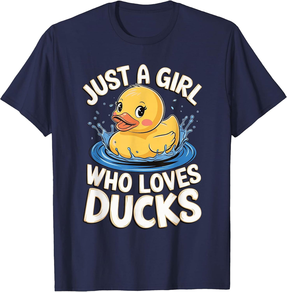 Just a Girl who Loves Ducks Girl T-Shirt - Navy Blue