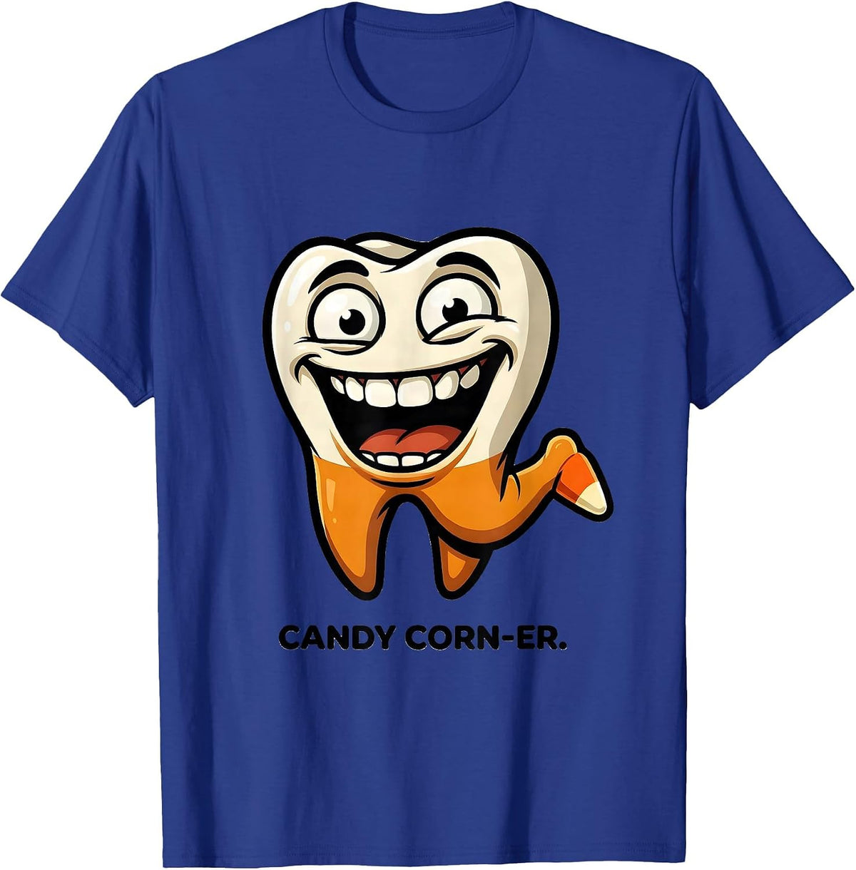 Bold Cartoon Tooth Dental Hygienist Humor T-Shirt - Royal Blue