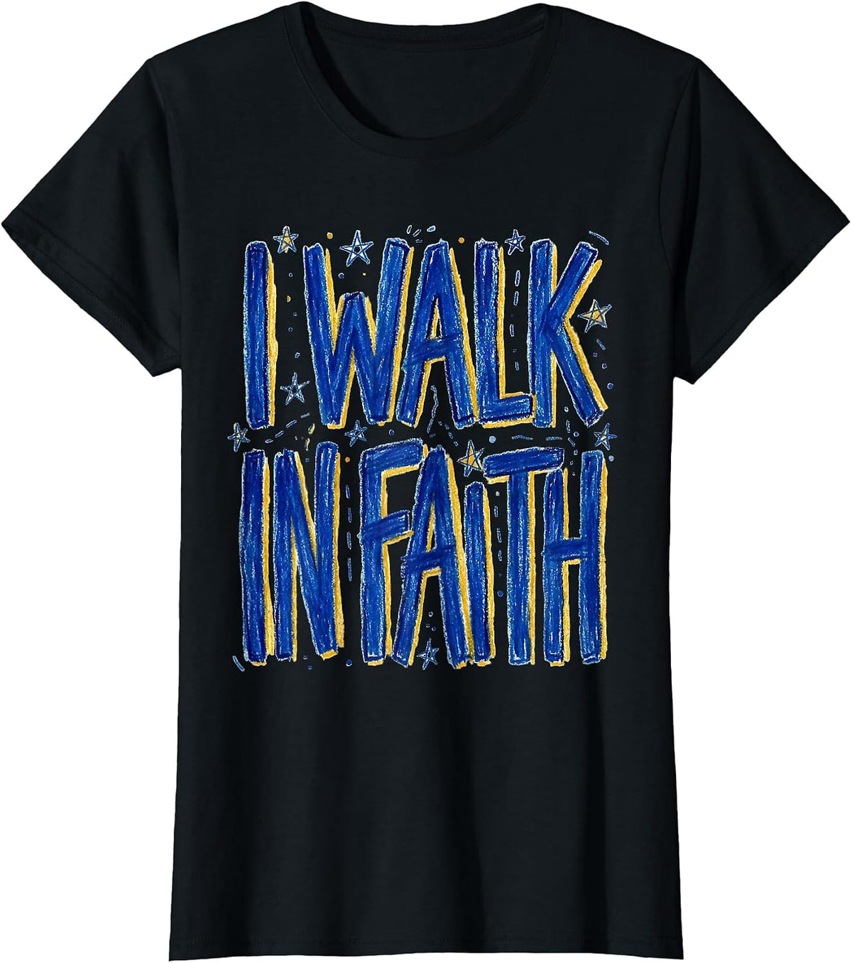 Women's I Walk In Faith Faith Over Fear Design T-Shirt - Black