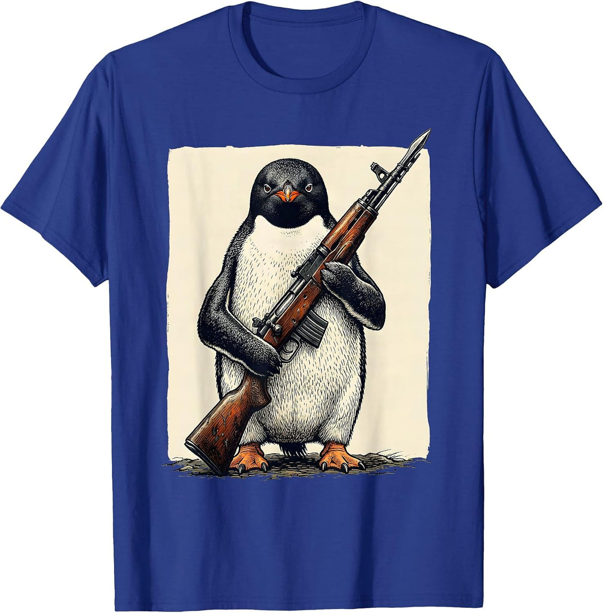 Men's Adelie Penguin Vintage Dark Humor Bird Meme T-Shirt - Royal Blue