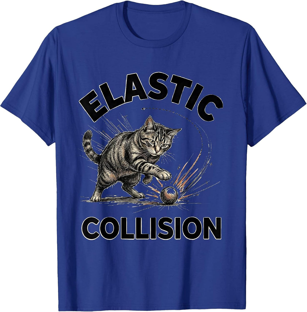 Elastic Collision Funny Cat Physics Humor Design For Cat T-Shirt - Royal Blue
