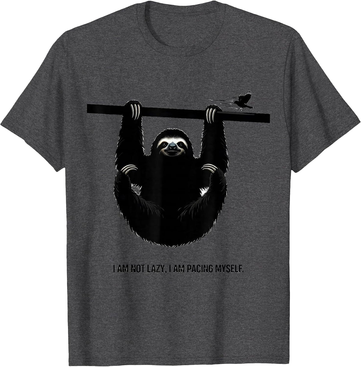 Men's I Am Not Lazy, I Am Pacing Myself Funny Sloth Lover Gift T-Shirt - Dark Heather Grey