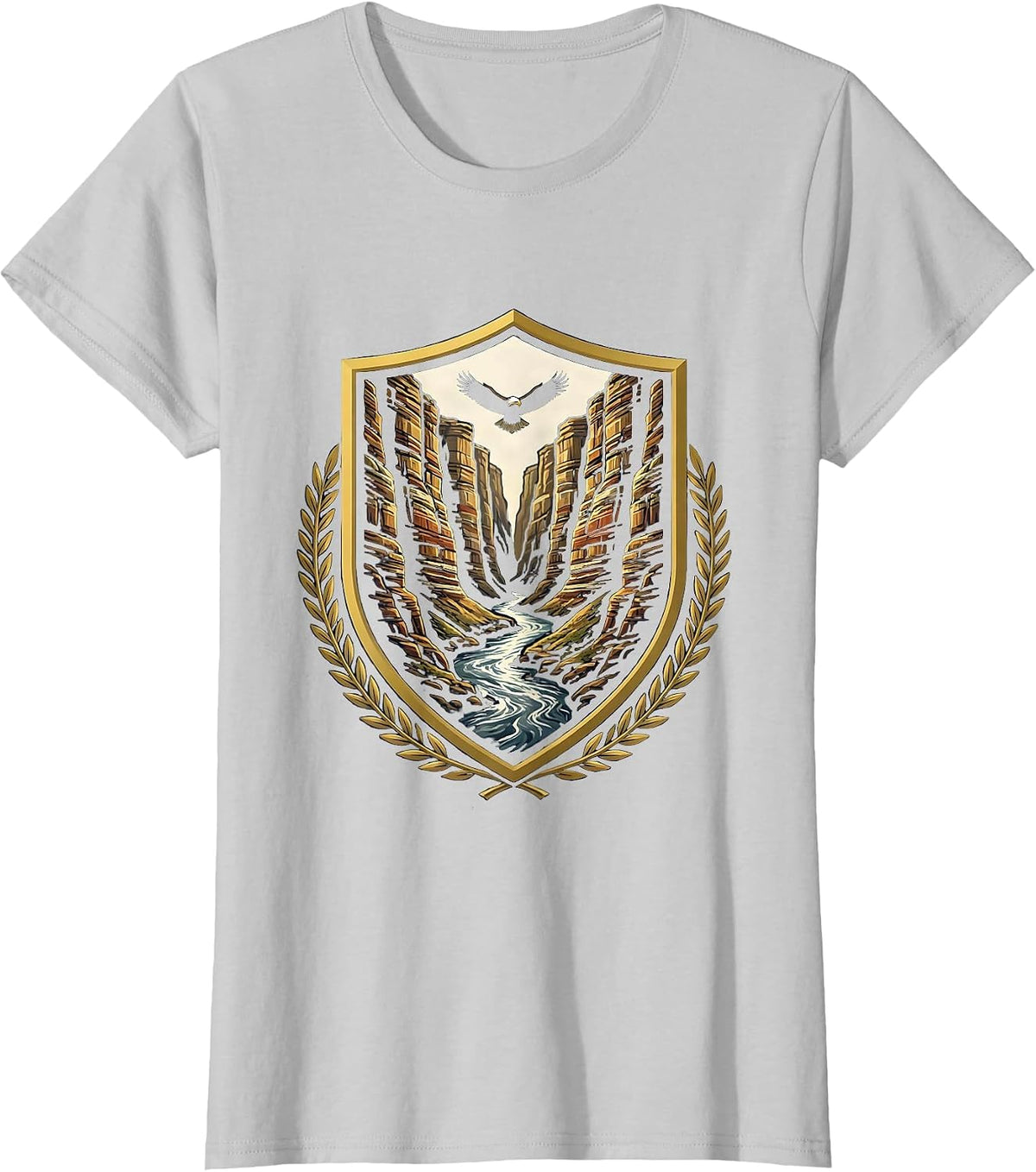 Women's Faith Over Fear Canyon River Illustration T-Shirt - Silver Grey