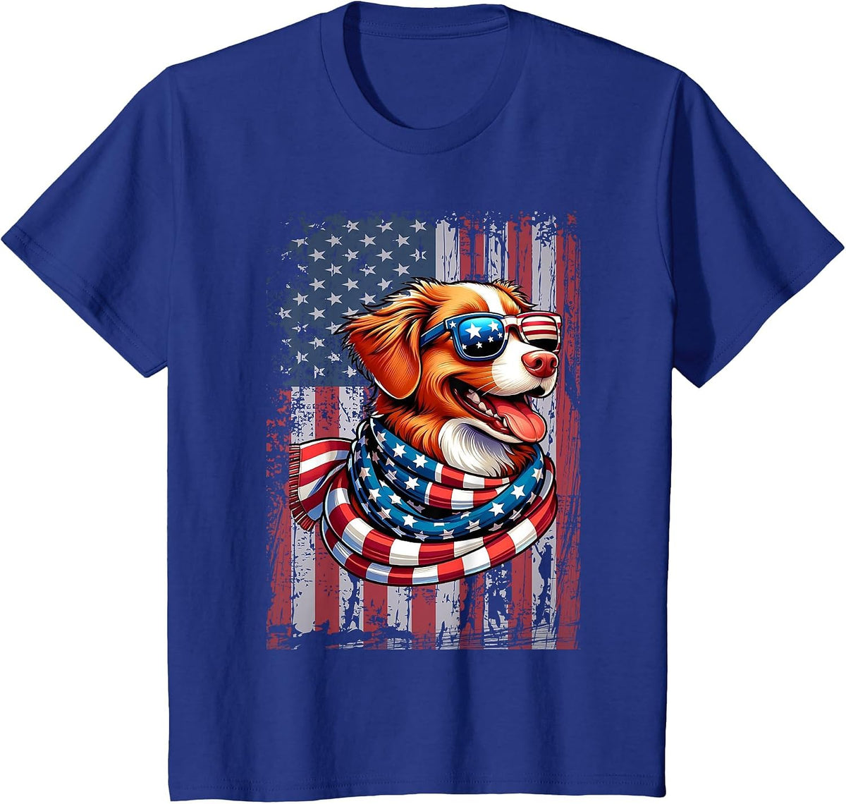 Nova Scotia Duck Tolling Retriever Dog Lover US Flag X-mas T-Shirt - Royal Blue