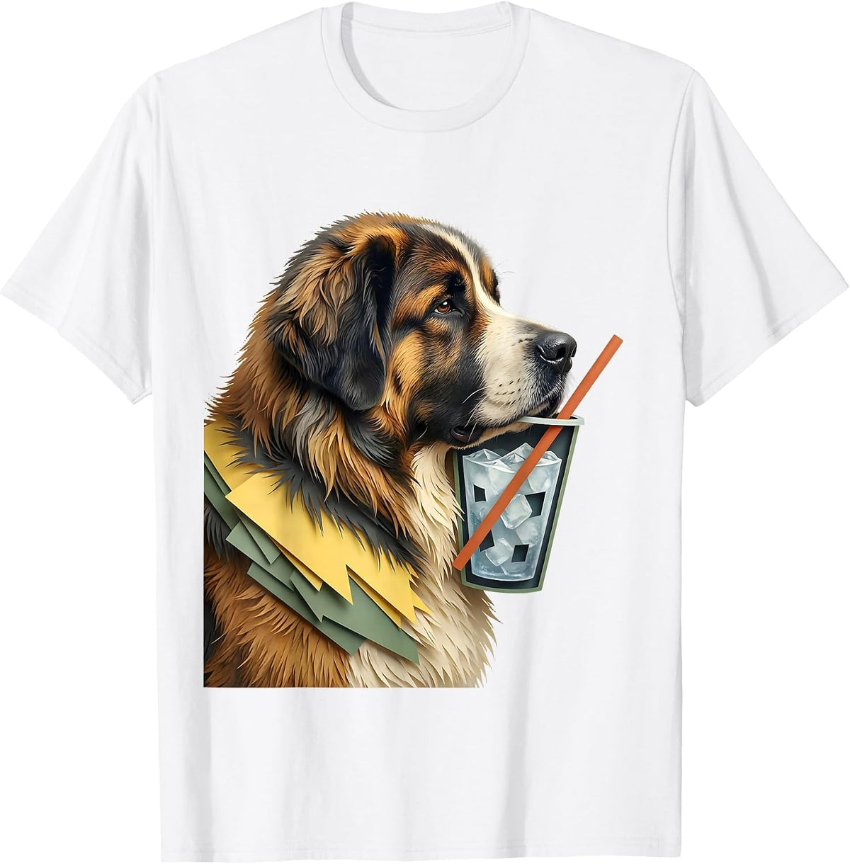 Men's Great Pyrenees Iced Coffee Dog Lover Humor T-Shirt - White