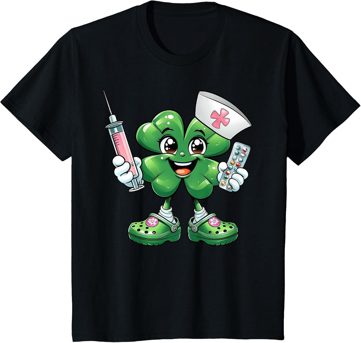Saint Pattys Scrub St Patricks Day Nurse Shamrock Women T-Shirt - Black