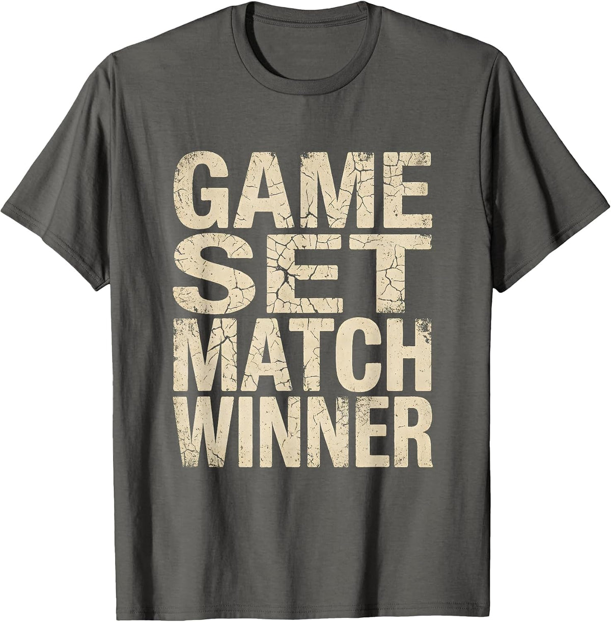 Men's Game Set Match Winner Tennis Design T-Shirt - Asphalt Grey