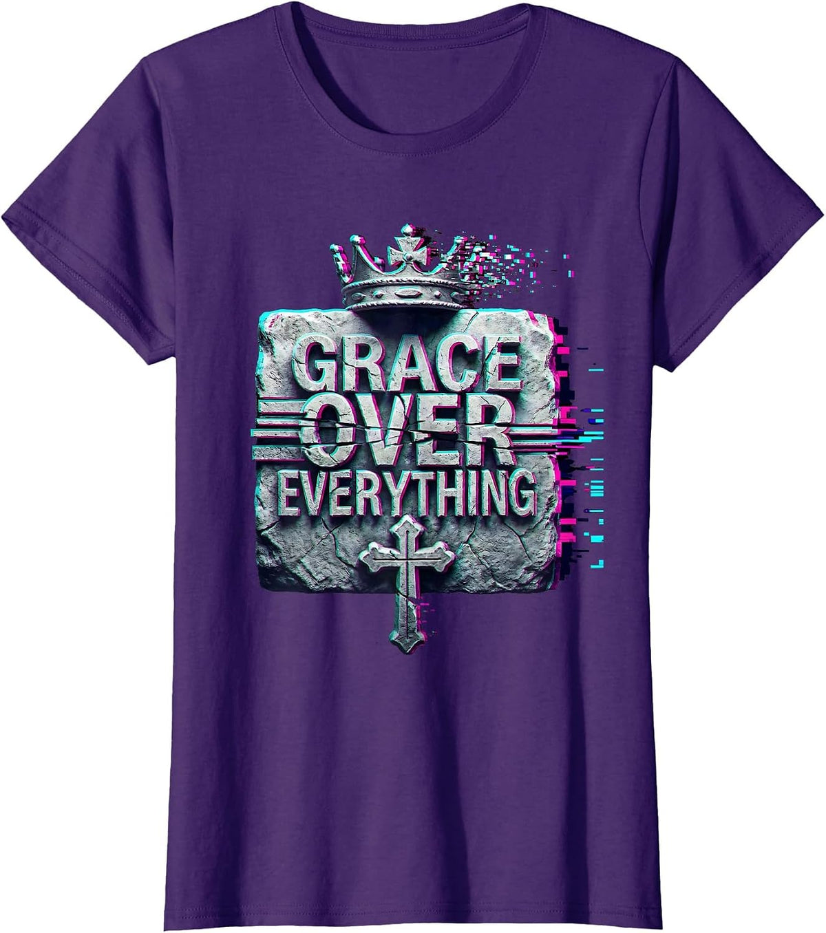 Women's Grace Over Everything Faith Over Fear Design T-Shirt - Purple