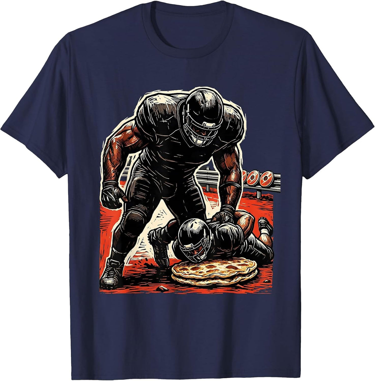 Offensive Lineman Pancake Drive Funny Football Player T-Shirt - Navy Blue