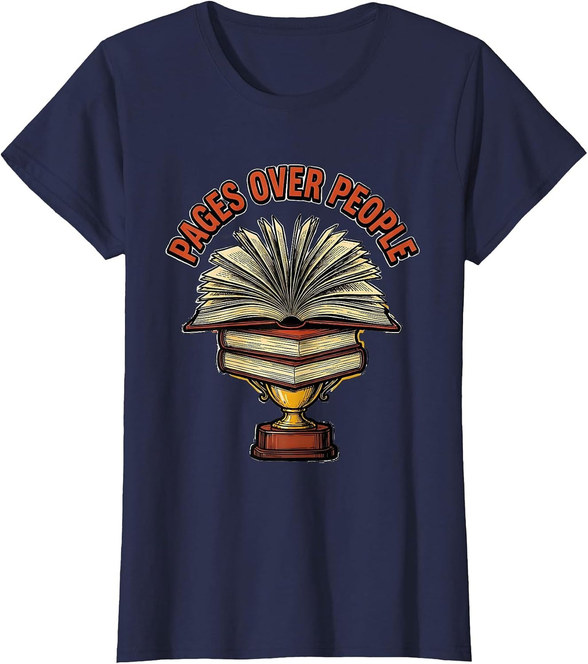 Women's Reading Is My Favorite Sport Pages Over People T-Shirt - Navy Blue