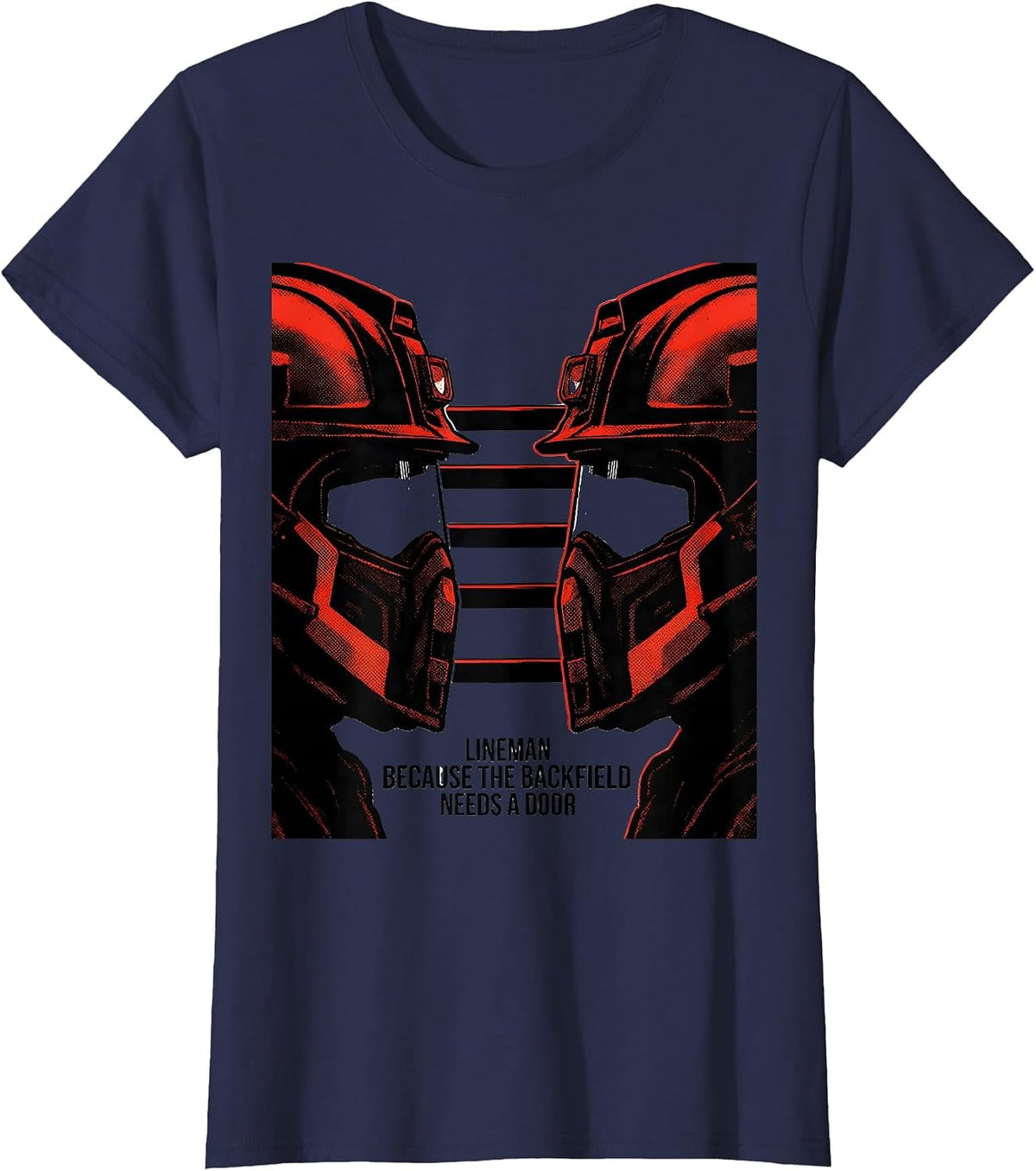 Women's Lineman Because The Backfield Needs A Door Football Lineman T-Shirt - Navy Blue