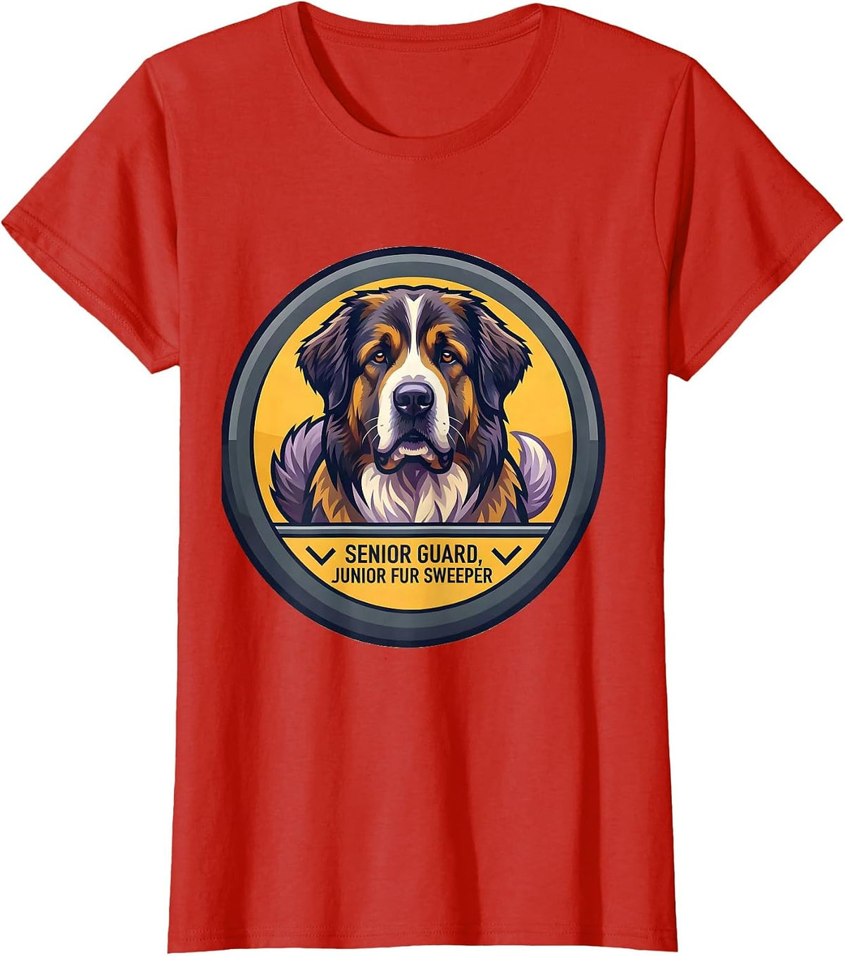 Women's Senior Guard Junior Fur Sweeper Funny Great Pyrenees Dog T-Shirt - Red