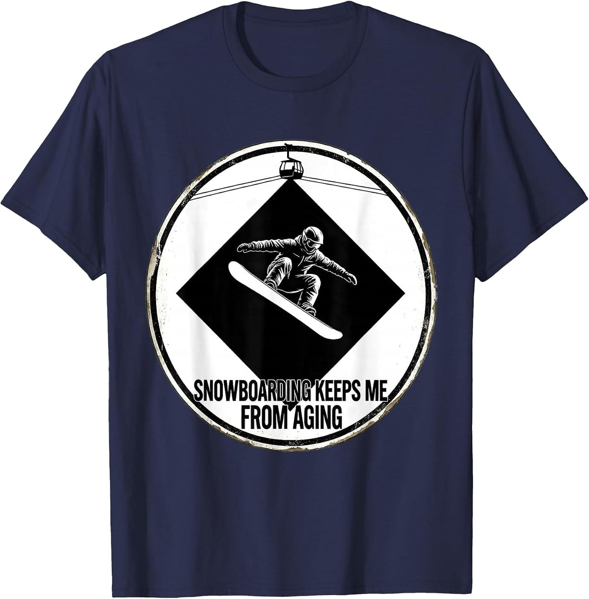 Men's Snowboarding Keeps Me From Aging Vintage Nostalgic T-Shirt - Navy Blue