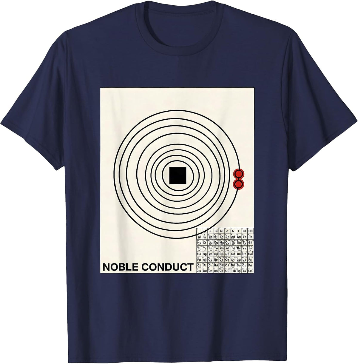 Men's Noble Conduct Swiss International Chemistry Humor Science T-Shirt - Navy Blue