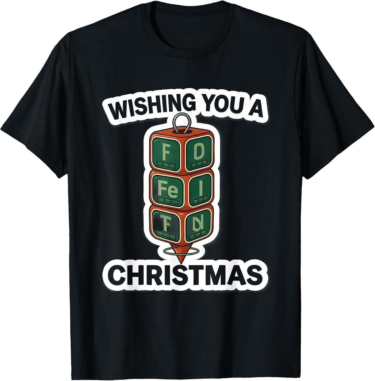 Men's Wishing You A Ferrous Christmas Funny Science Teacher Gift T-Shirt - Black