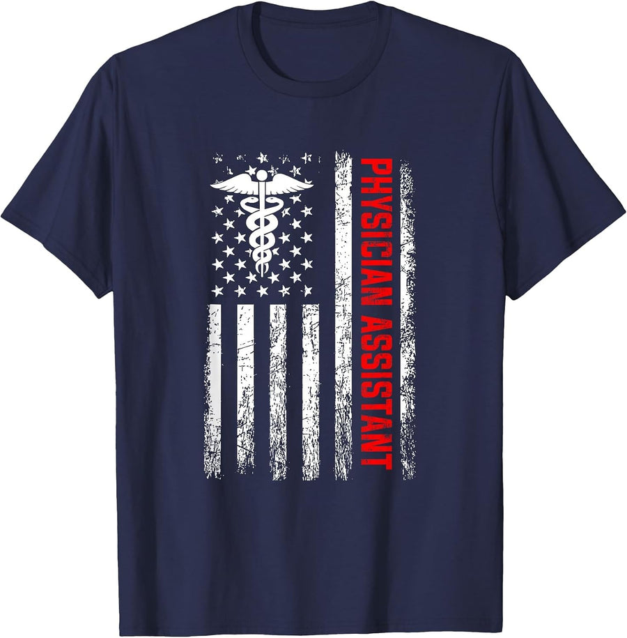 Physician Assistant American Flag, Physician Assistant T-Shirt - Navy Blue