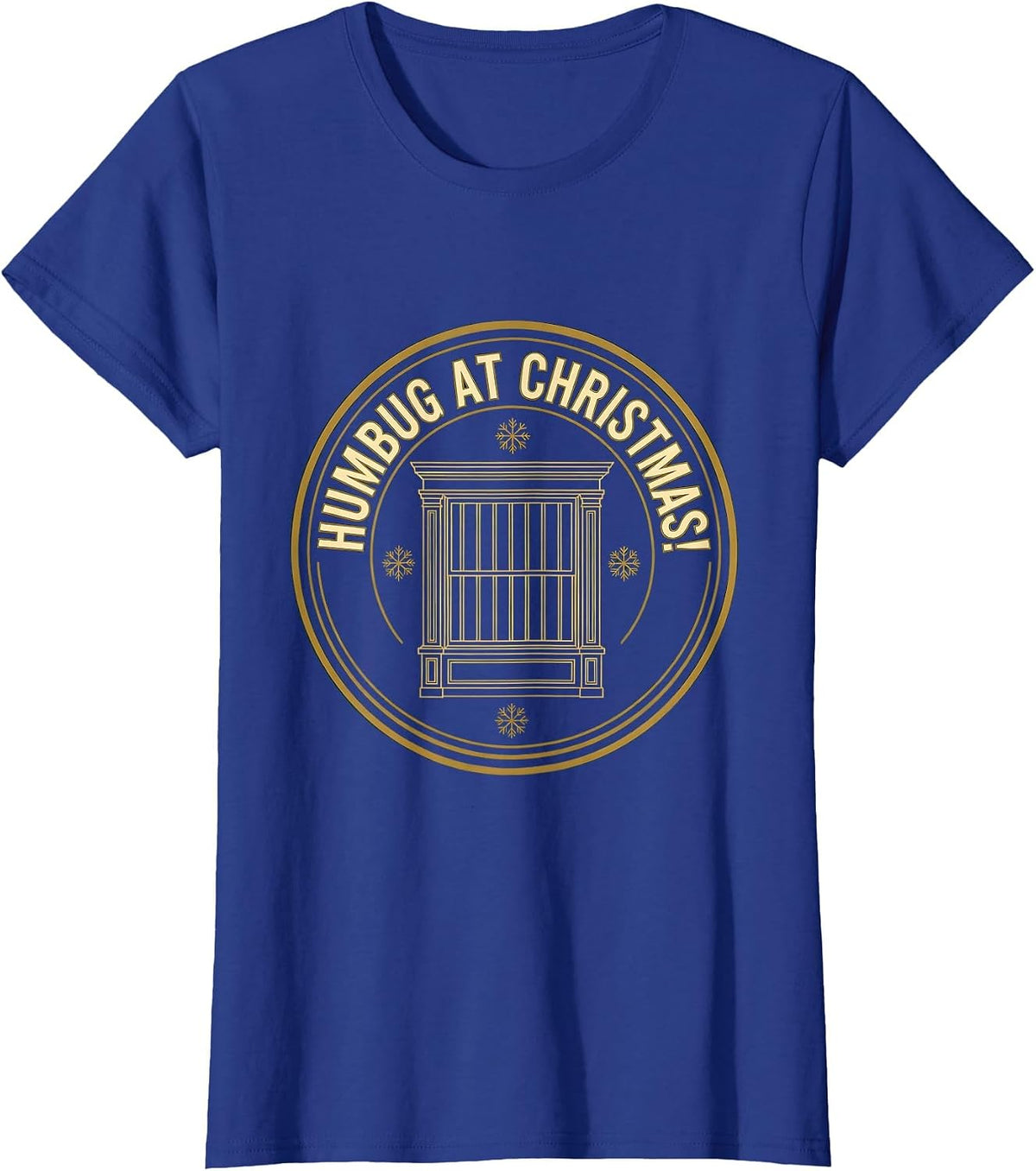 Women's Humbug At Christmas! Vintage Scrooge Christmas Carol Humor T-Shirt - Royal Blue