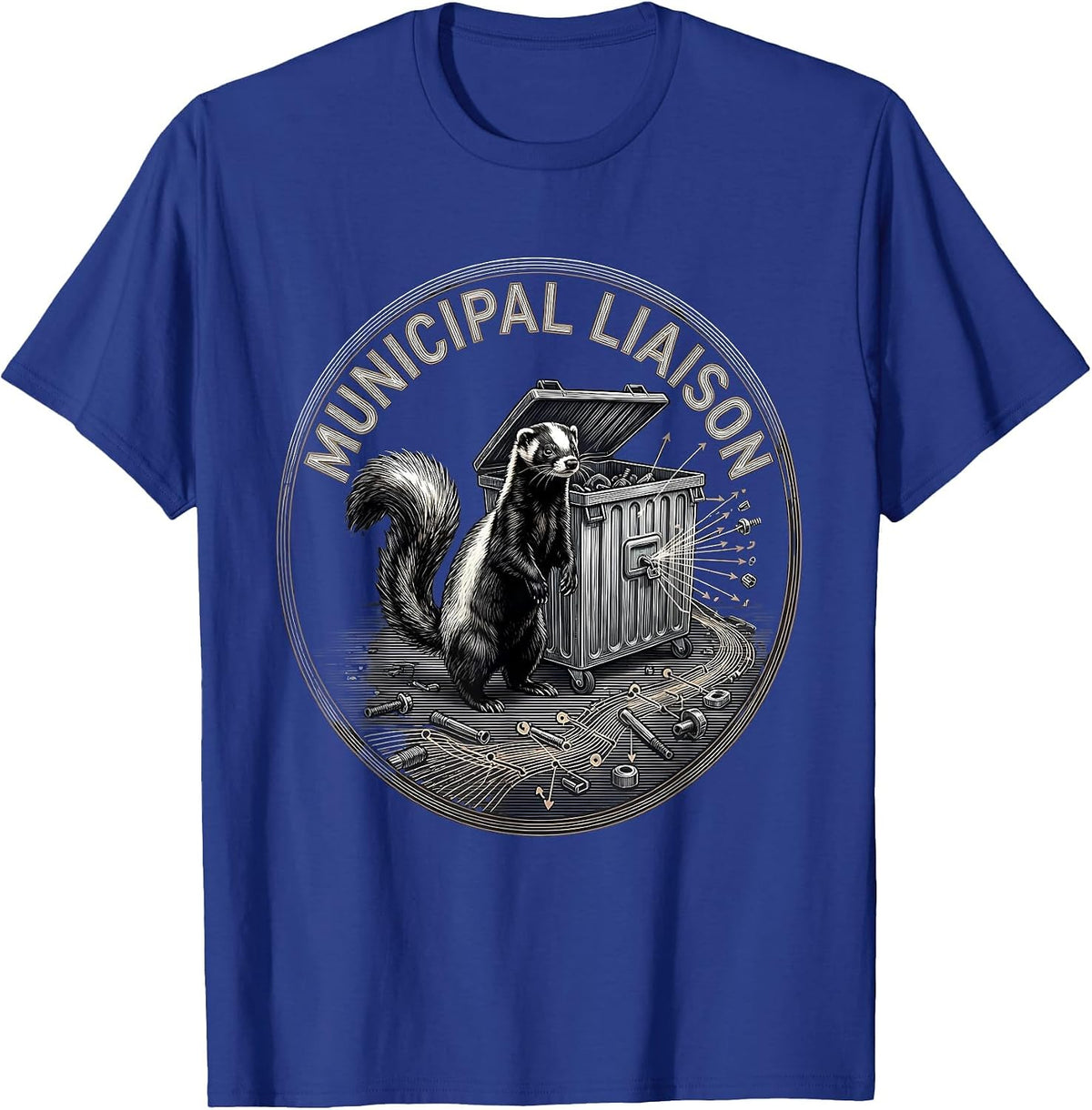 Men's Municipal Liaison Funny Skunk Raccoon Opossum Street Cat T-Shirt - Royal Blue