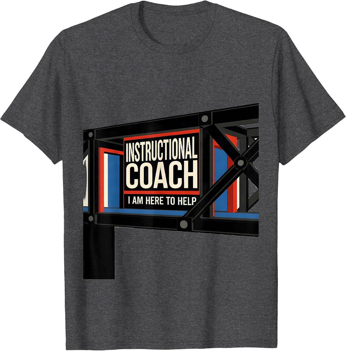 Instructional Coach I Am Here To Help Bauhaus Modernist T-Shirt - Dark Heather Grey
