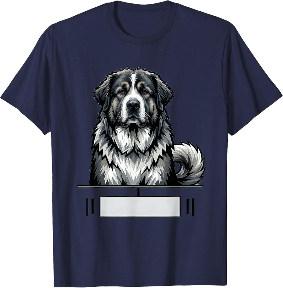 Great Pyrenees Dog Breed Flat Graphic Breed Pride T-Shirt - Navy Blue