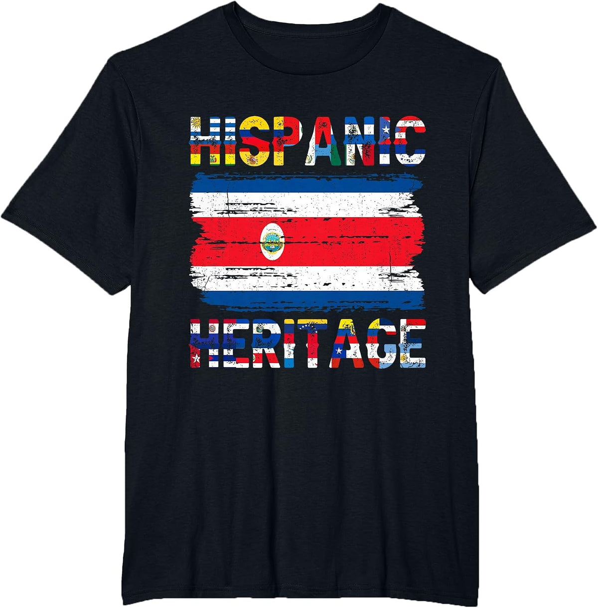 Vintage Costa Rica Costa Rican Flag Pride Hispanic Heritage T-Shirt - Black
