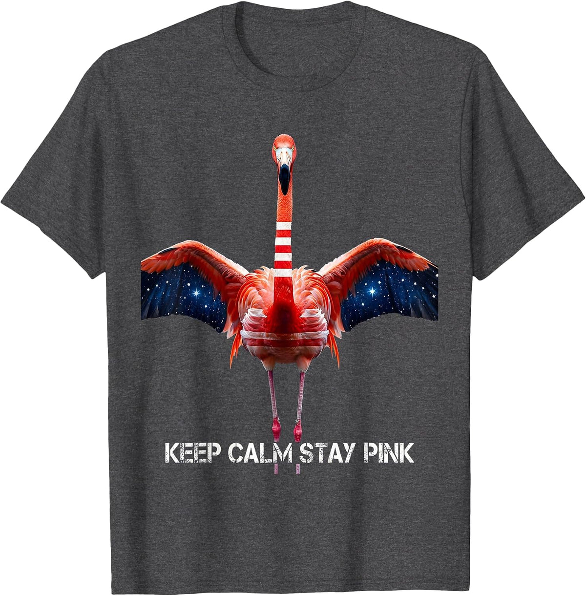 Men's Keep Calm Stay Pink Flamingo Graphic Design T-Shirt - Dark Heather Grey