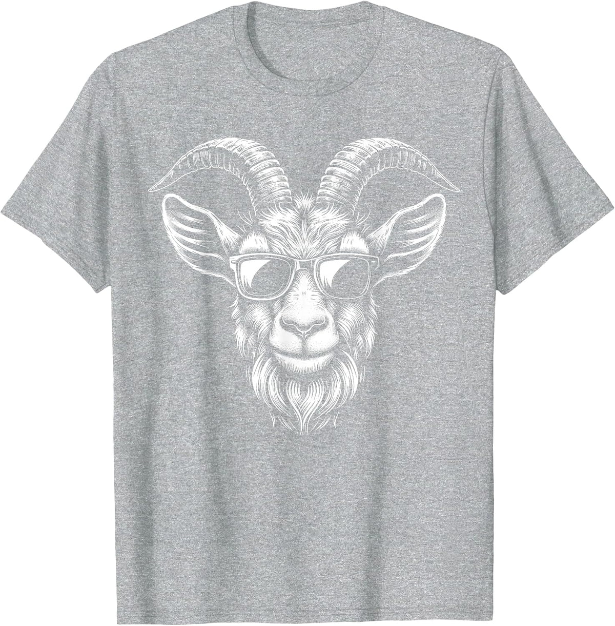Cool Goat Sunglasses Tees Funny Animal Goat T Shirts for Men Women Kids - Heather Grey