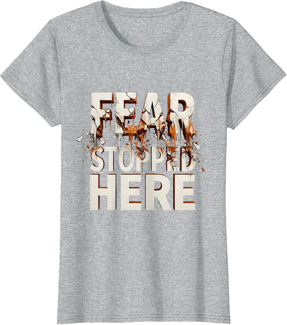 Women's Fear Stopped Here Faith Over Fear Graphic Design T-Shirt - Heather Grey