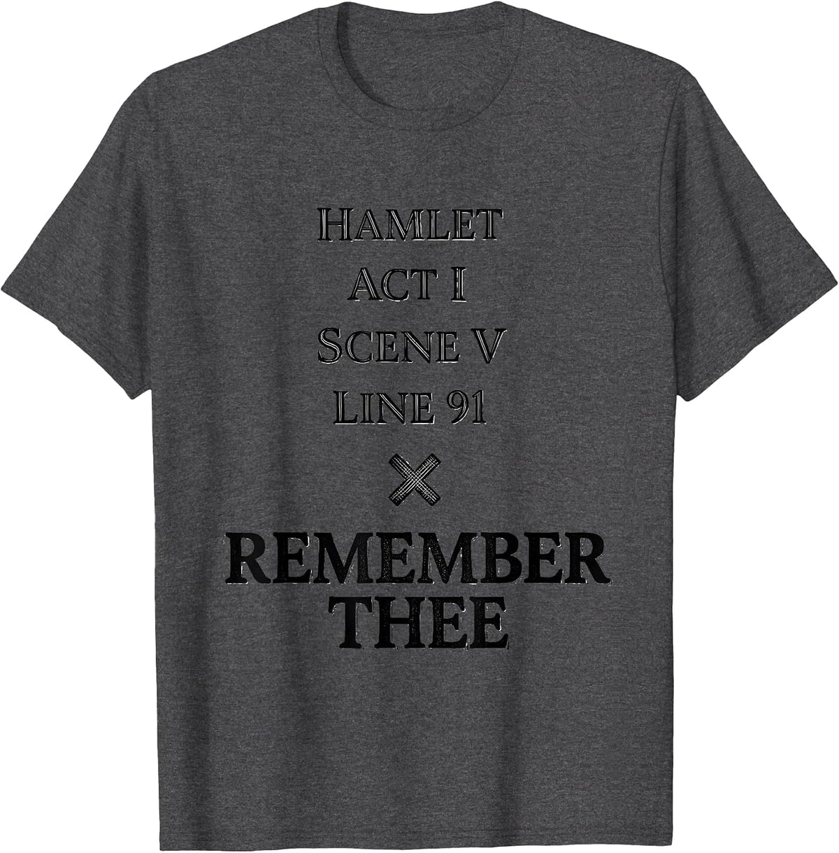 Men's Remember Thee Funny Shakespeare Quote Literary Humor T-Shirt - Dark Heather Grey