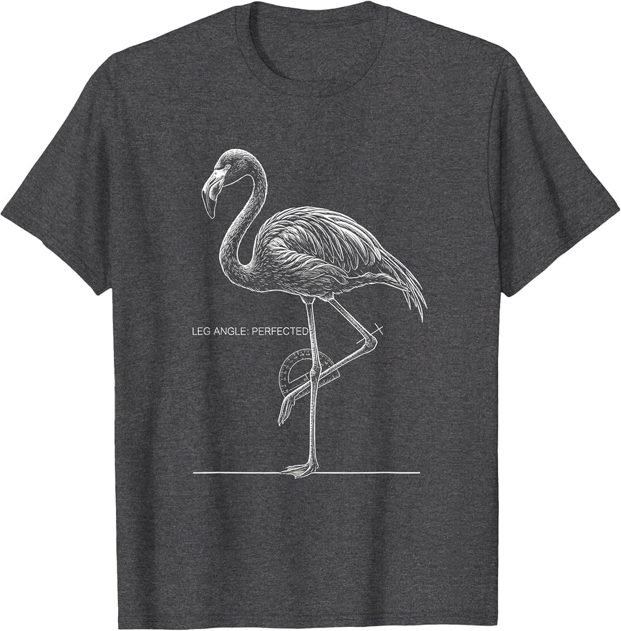 Men's Leg Angle: Perfected Funny Flamingo Novelty Bird Lover Humor T-Shirt - Dark Heather Grey