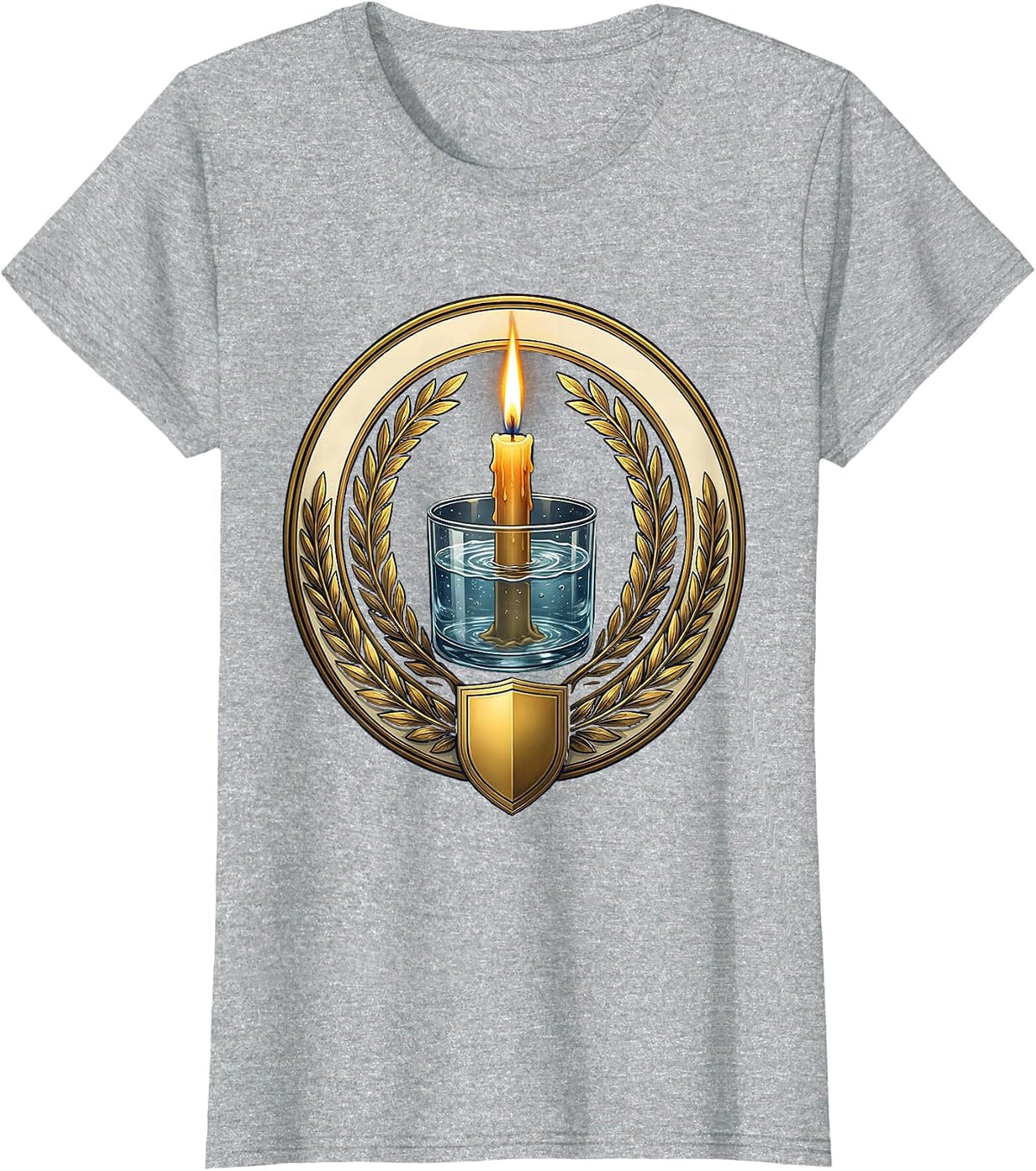 Women's Faith Over Fear Candle Flame in Water Graphic T-Shirt - Heather Grey