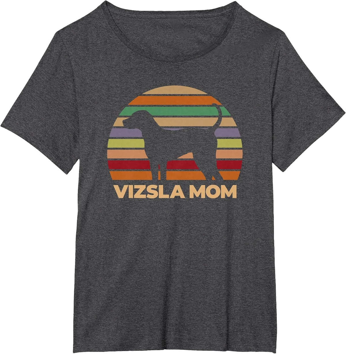 Vizsla Mom, for Women, Girl, Dog Owners, Retro T-Shirt - Dark Heather Grey
