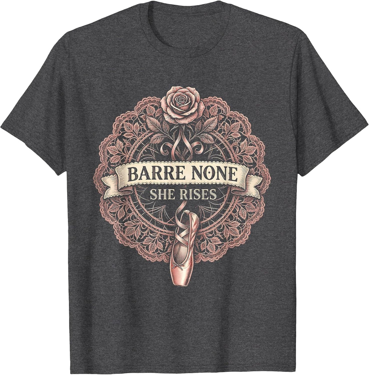 Men's Barre None She Rises Balletcore Dance Design T-Shirt - Dark Heather Grey