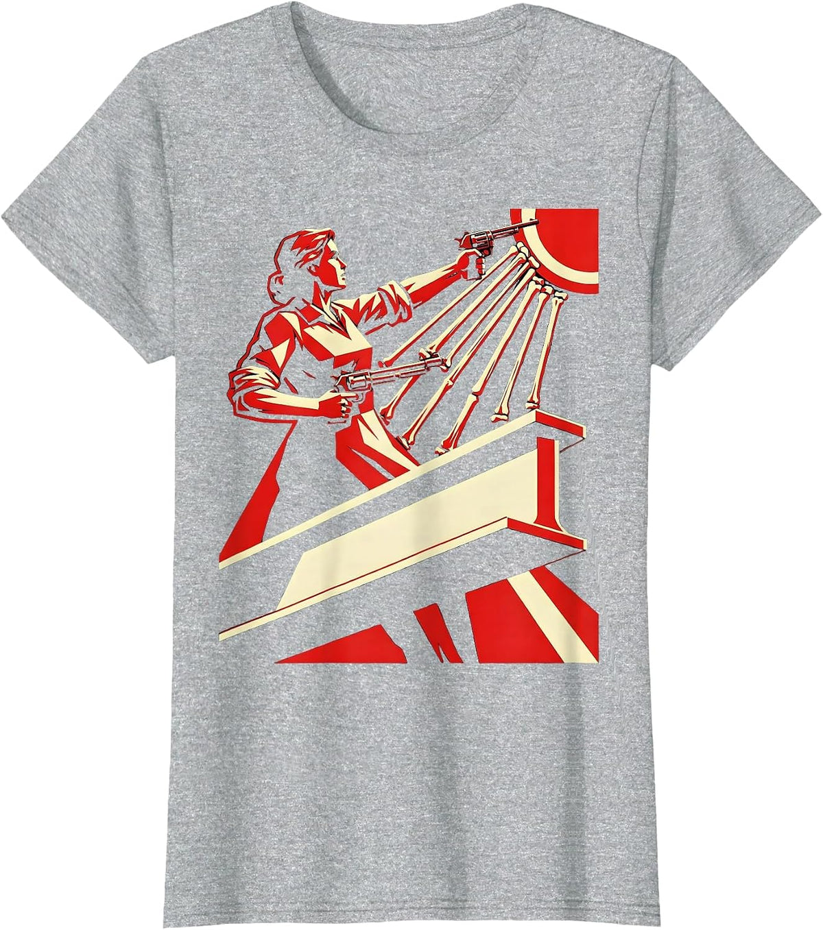 Women's Rosie the Riveter Skyscraper Steel Worker T-Shirt - Heather Grey