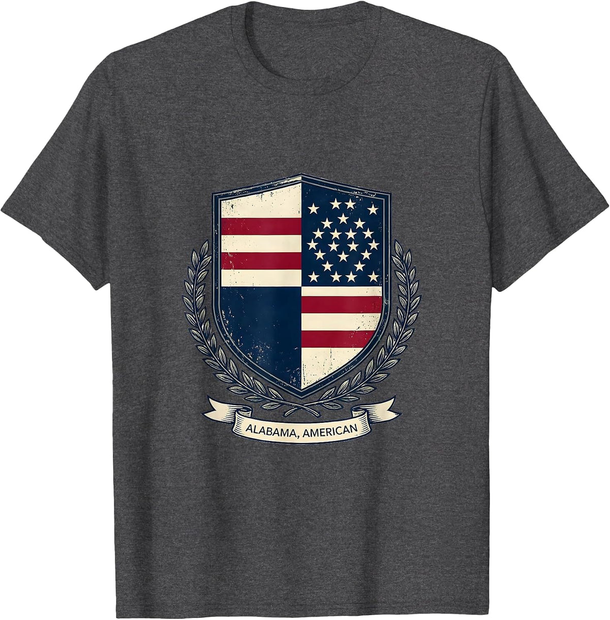 Alabama American Patriotic Faith Over Fear Prayer USA Flag T-Shirt - Dark Heather Grey